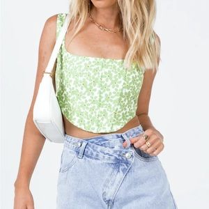 Princess Polly, Green floral corset KAESHIA RIB BUSTIER FLORAL US 6